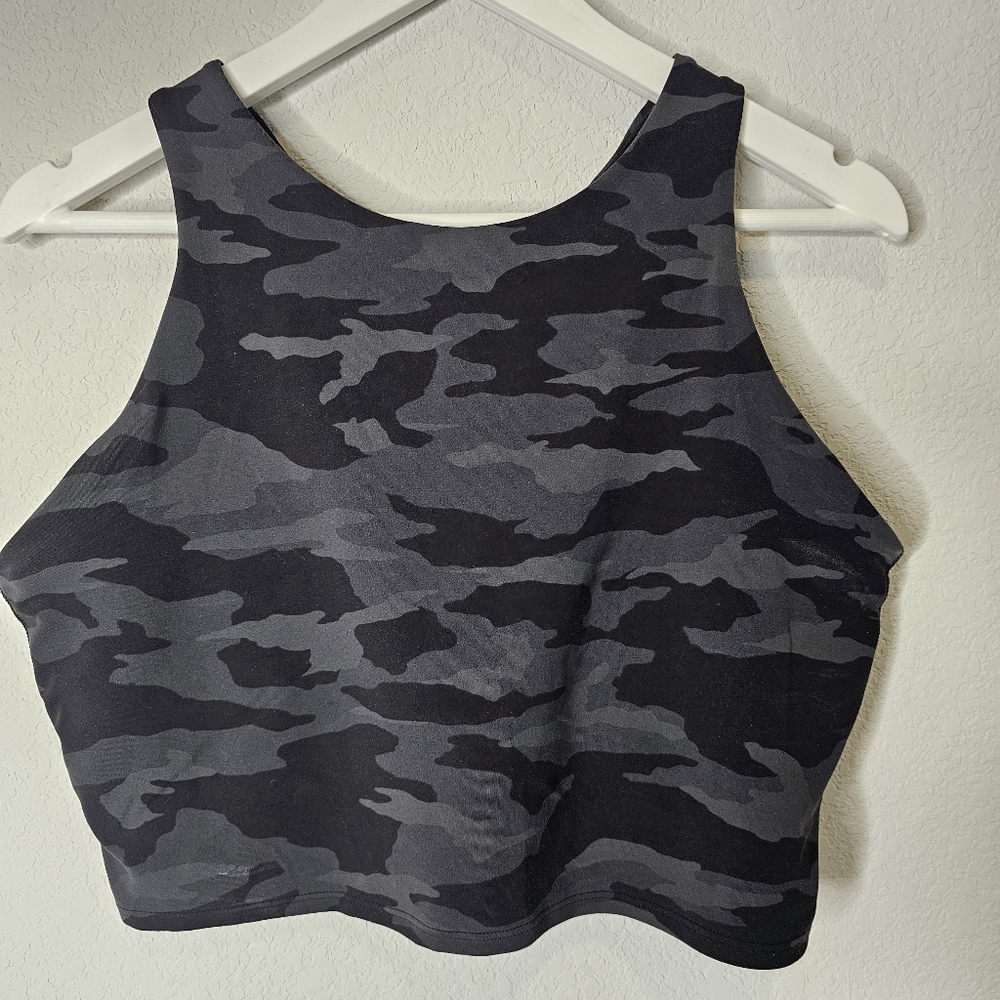 Athleta Conscious Crop Bra Camo Black Size XL